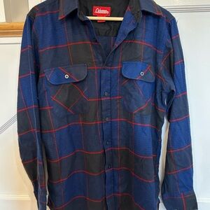 Vintage Coleman Men's M Blue and Red Plaid Shirt